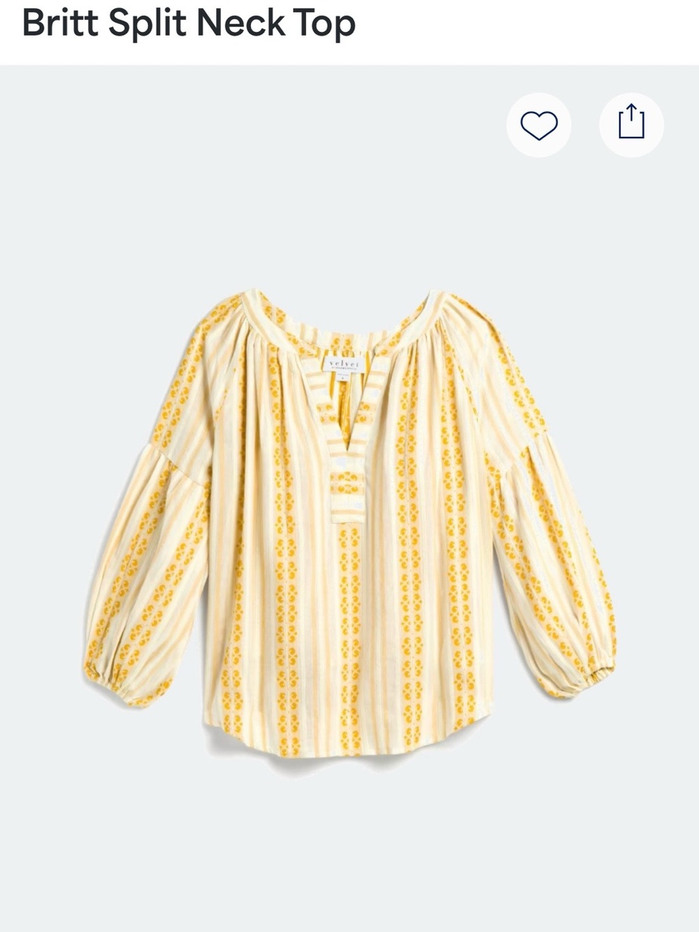 Velvet by Graham & Spencer Yellow and White Striped Embroidered Boho Blouse - Picture 1 of 13